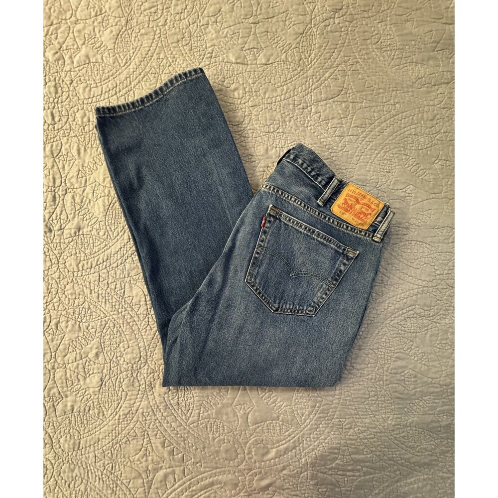 Levis 559 Jeans Mens 42x30 Blue Straight Leg Relaxed Fit Medium Wash Zip Fly